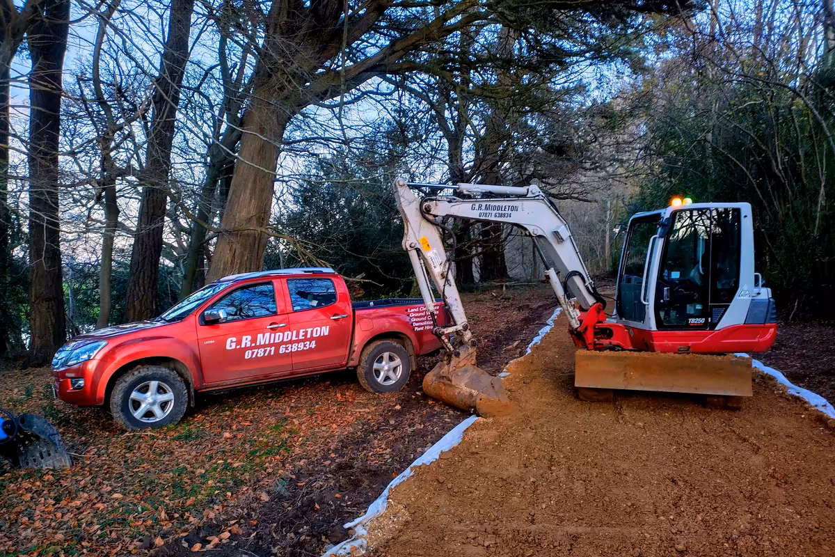 New gravel trackway laid through woodland
